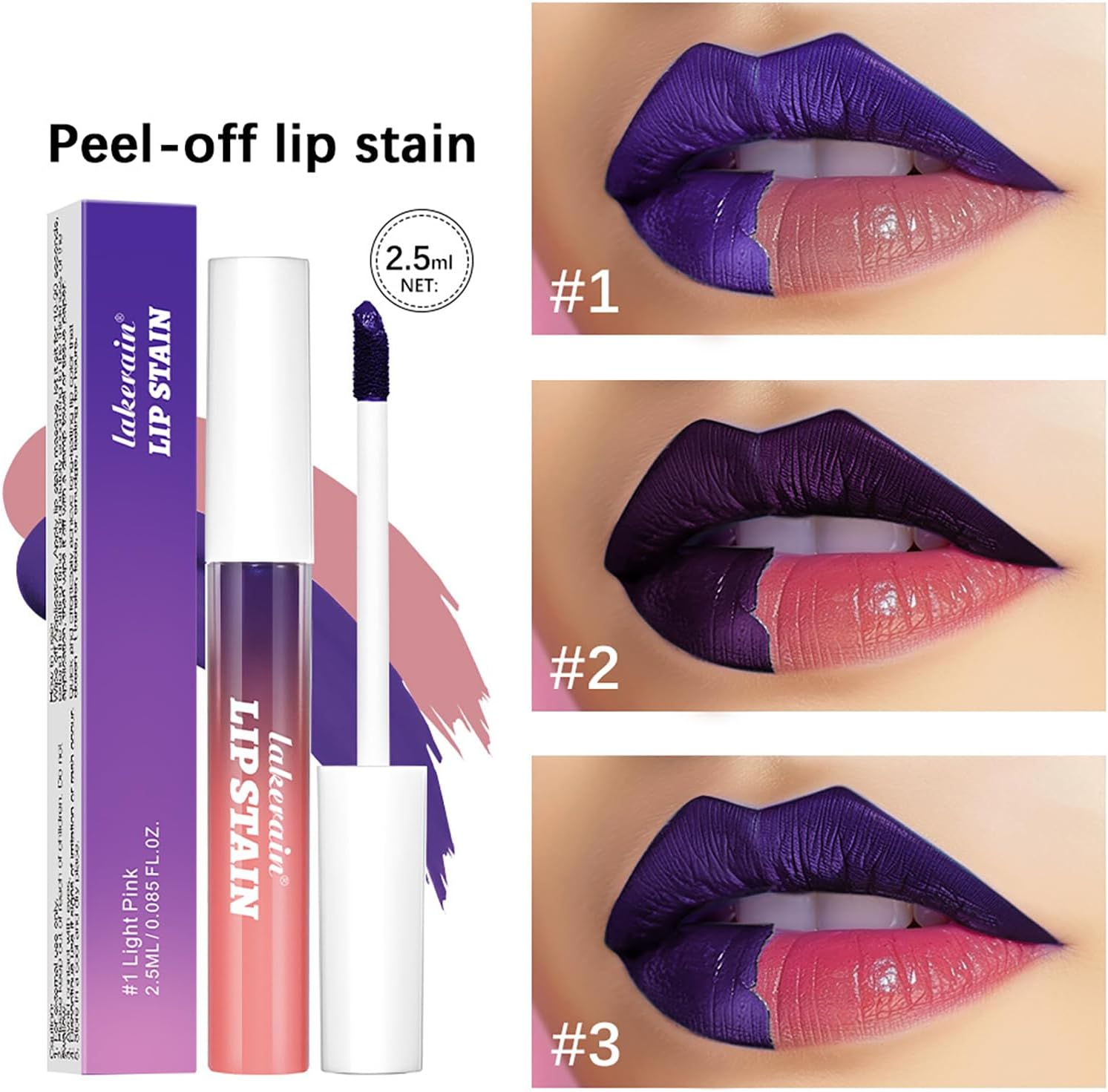 Dynaeuty 3 Colors Lip Stain, Peel off Lip Stain Lip Tint Set, Waterproof Long Lasting Non Stick Cup Non Fade Liquid Lipstick Set, Magic Color Lip Oil Set for Women Girls (A) - 04 image number 4