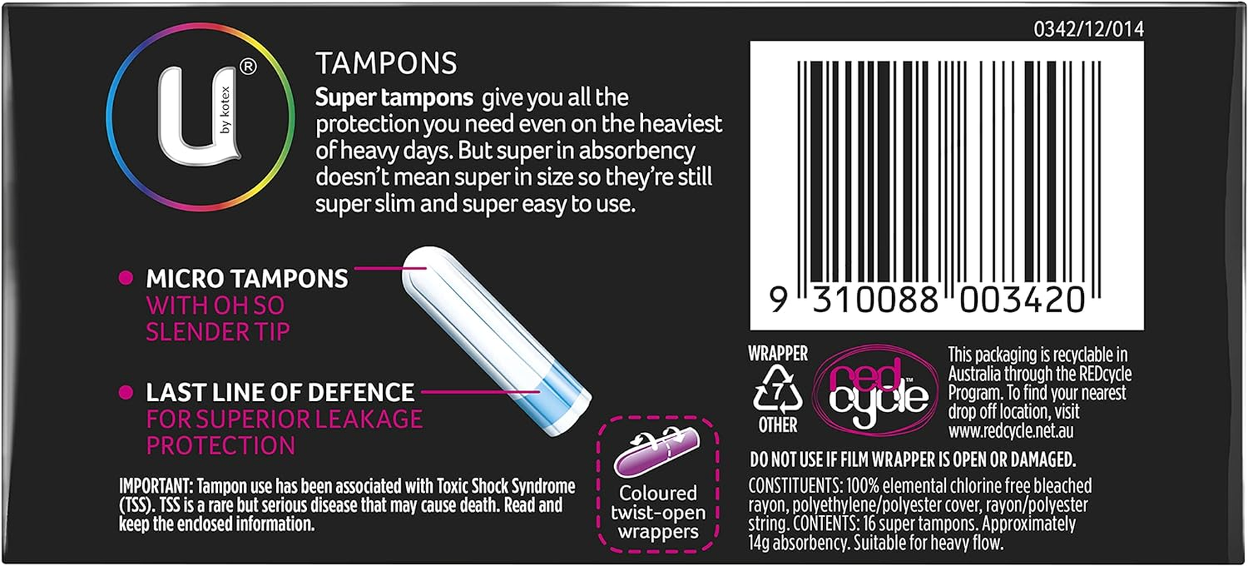 U by Kotex Tampons Super 16 Pack