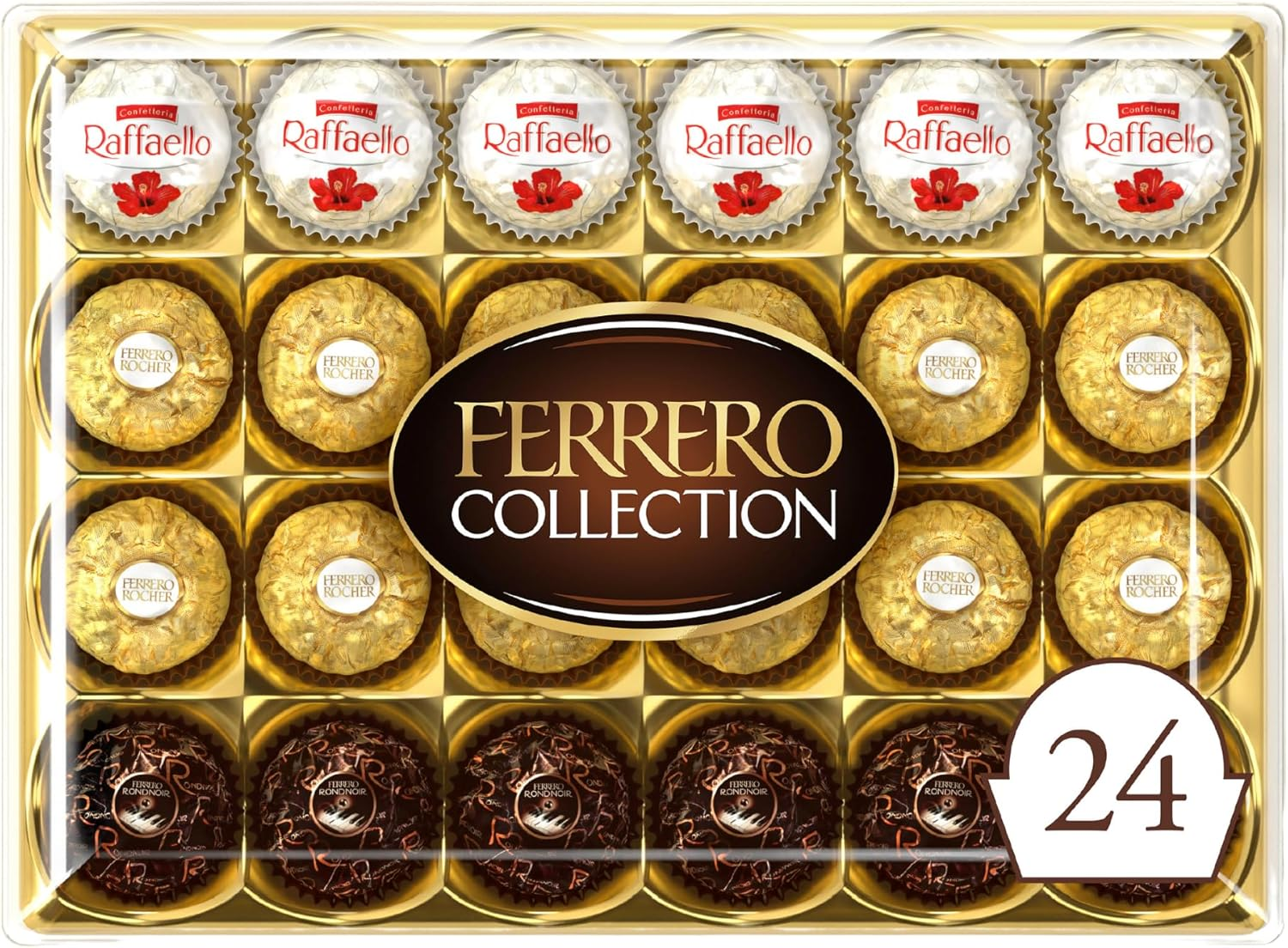 Rocher Ferrero Collection, Raffaello Rondnoir Chocolate Gift Box (Packs of 24) image number 1
