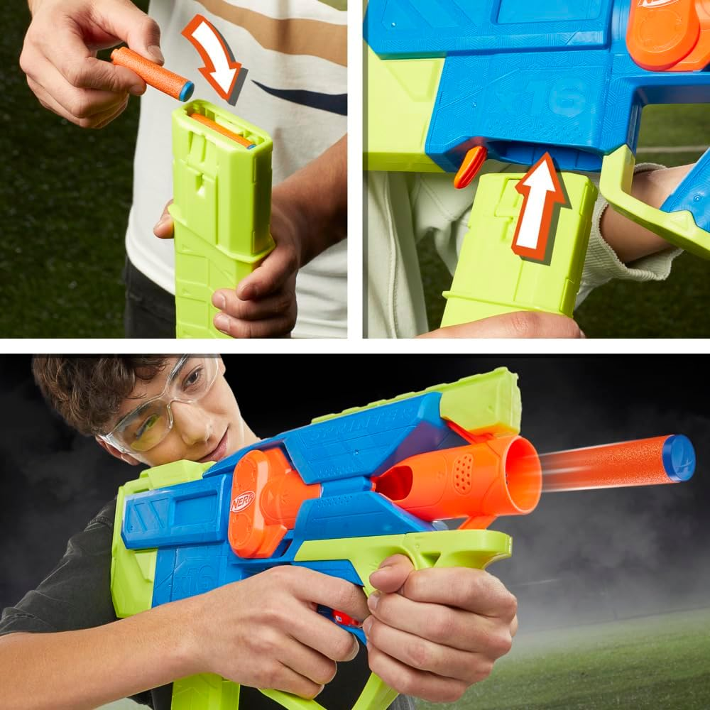 Nerf N Series Sprinter Motorized Dart Blaster, 16 Nerf N1 Darts Compatible Only with Nerf N Series Blasters, 16 Dart Clip, Gifts for Kids, Ages 8+ image number 1