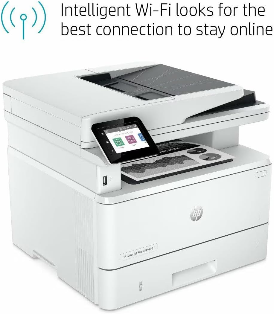 HP 4101FDW Laser Jet Pro MFP Wireless Printer with Fax, White image number 3