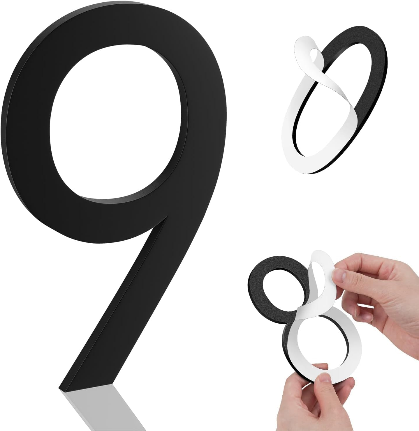 5 Inch House Numbers, Self-Adhesive House Number Acrylic Modern House Numbers for outside Black Mailbox Numbers Address Home Number for House Apartments Office Hotel Room Easy to Install (Numeral.9) - Numeral.2 image number 7
