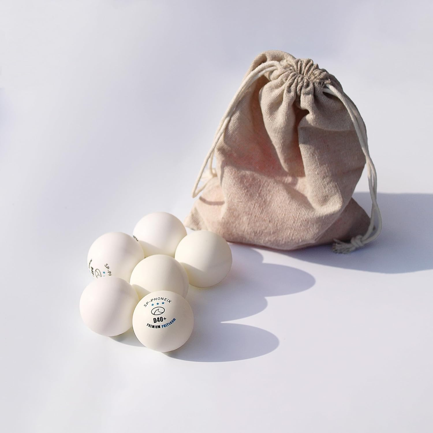 SPP 3 Star 6PCS Table Tennis Balls Professional Pingpong Ball Training Ball 40+ Ping Pong Balls for Competition and Recreational Play with a Bag