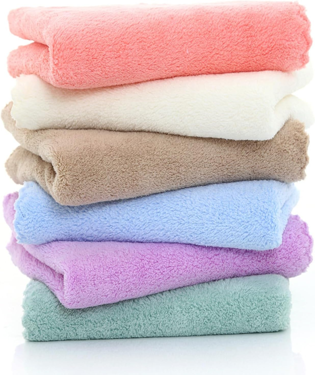 6 Pcs Face Flannels, Face Flannels Pack of 6, 25X25Cm Bamboo Flannels, Face Cloths, Face Cloths Flannels, Face Flannel, Bamboo Face Cloths Flannels, Flannels Face Cloth, for Baby Kids Adults