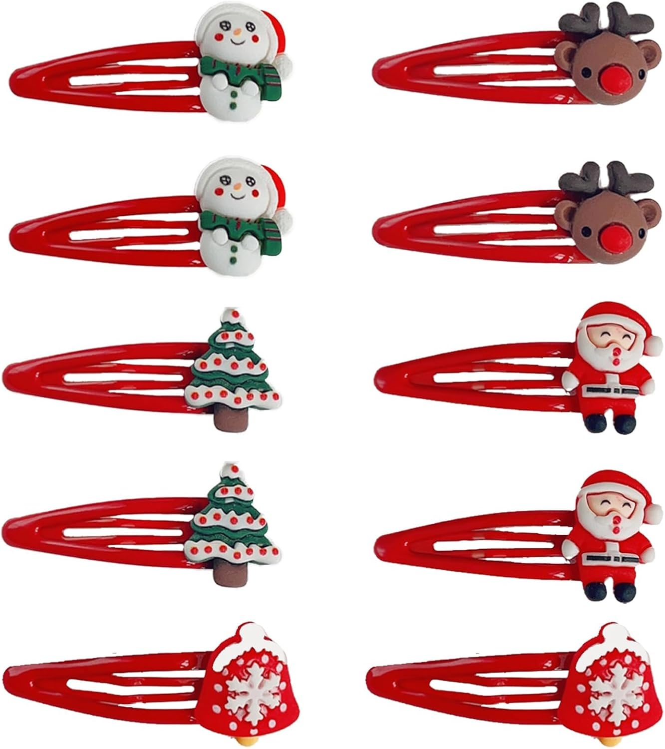 Hair Clips Girls Christmas - Pack of 10 5.5 Cm Christmas Hair Accessories Girls Cute Hair Clips Metal Snap Baby Hair Clips Hair Accessories Gifts for Children Girls Women Christmas Decoration image number 4