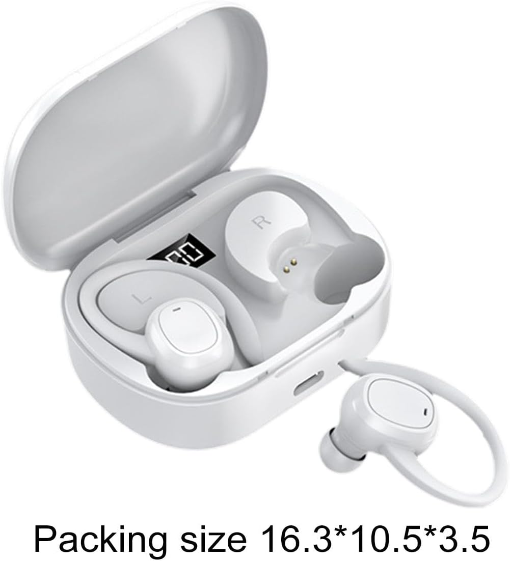 Bluetooth Headphones Ear Hooks Stereo V5.3 Earbuds for Sports Working Gaming White image number 4