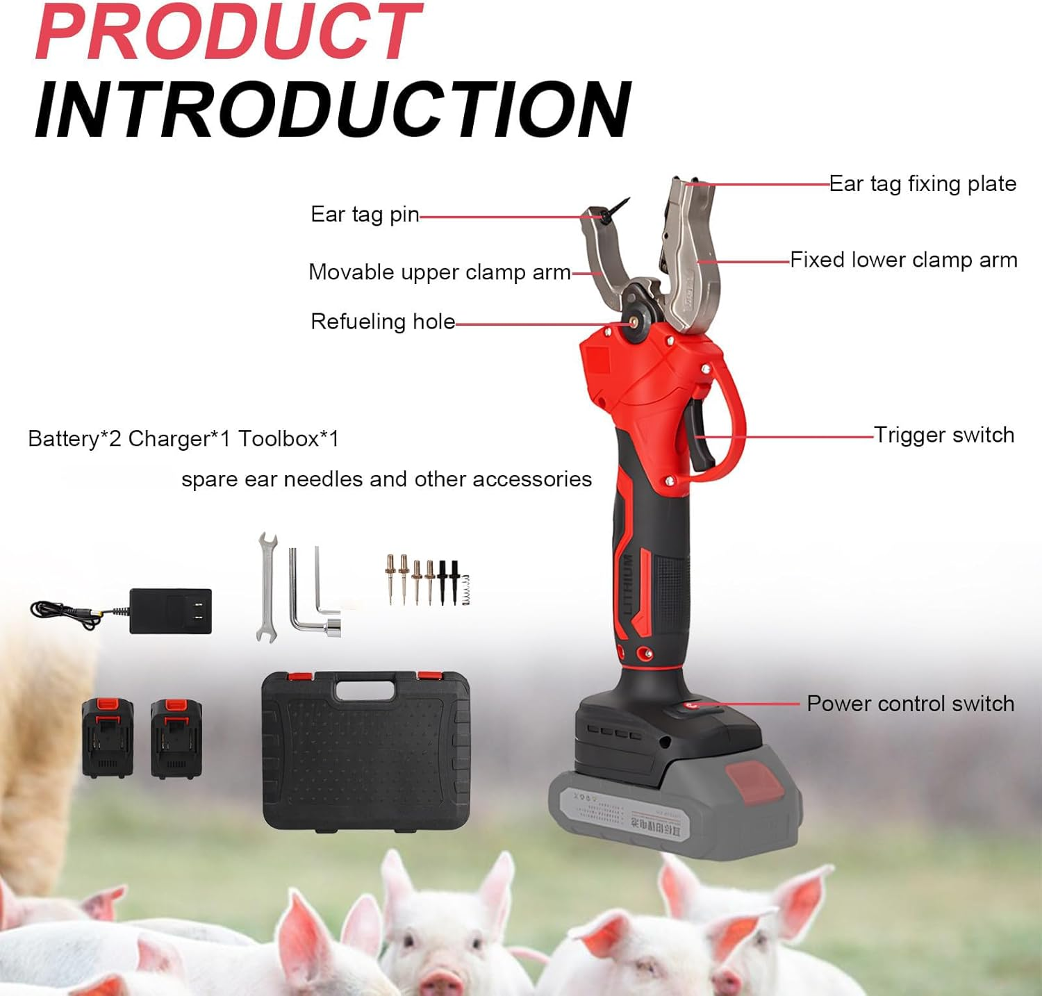 Cordless Tagger & Livestock Tagging Tool,Electric Cow Ear Tagger,Removable Battery,Cattle Battery Operated Ear Tagger,For Rapid Marking of Pigs, Cattle and Sheep image number 3