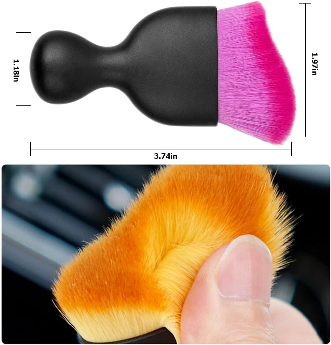 Blilo Car Interior Detailing Brush, Auto Soft Hair Cleaning Brushes, Scratch Free Curved Dirt Dust Collectors, Removal Tool for Vehicle Dashboard Air Conditioner Vents Leather (Deep Purple/1Pcs) - 3 Colors image number 3