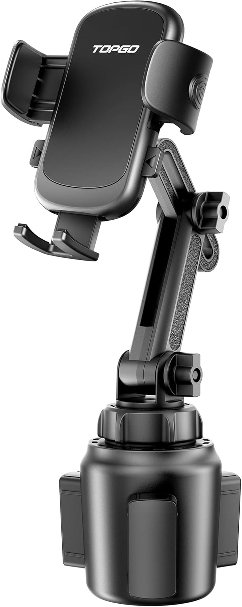 TOPGO TP-TD-03 Cup Holder Phone Holder, [No Shaking & Stable & Adjustable Pole] Car Cup Holder Phone Mount, Cell Phone Cradle for Iphone 14, Samsung and More Smart Phone(Black),11 Inch