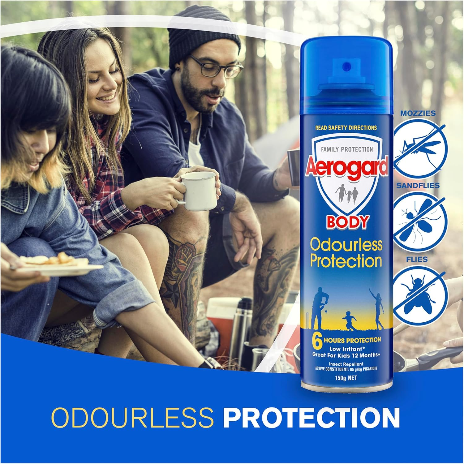 Aerogard Insect Repellent Odourless Aerosol Spray, 150 G