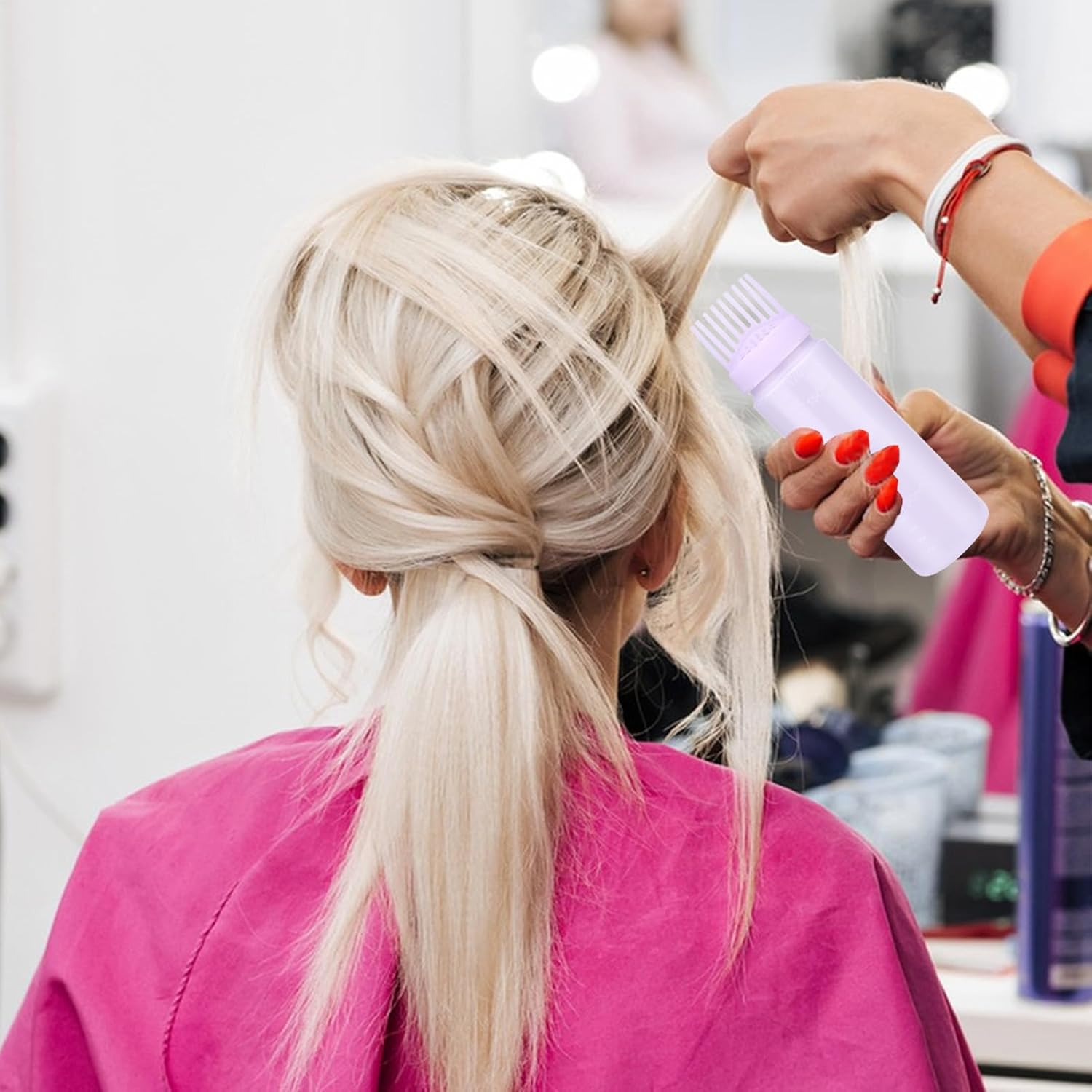 Empty Comb Bottle - Precision Hair Coloring Applicator, Leak Proof Ergonomic Design, Smooth Application and Color Application | Practical Salon Accessory for Hair Dye Home Barber Beauty Salon - White image number 5