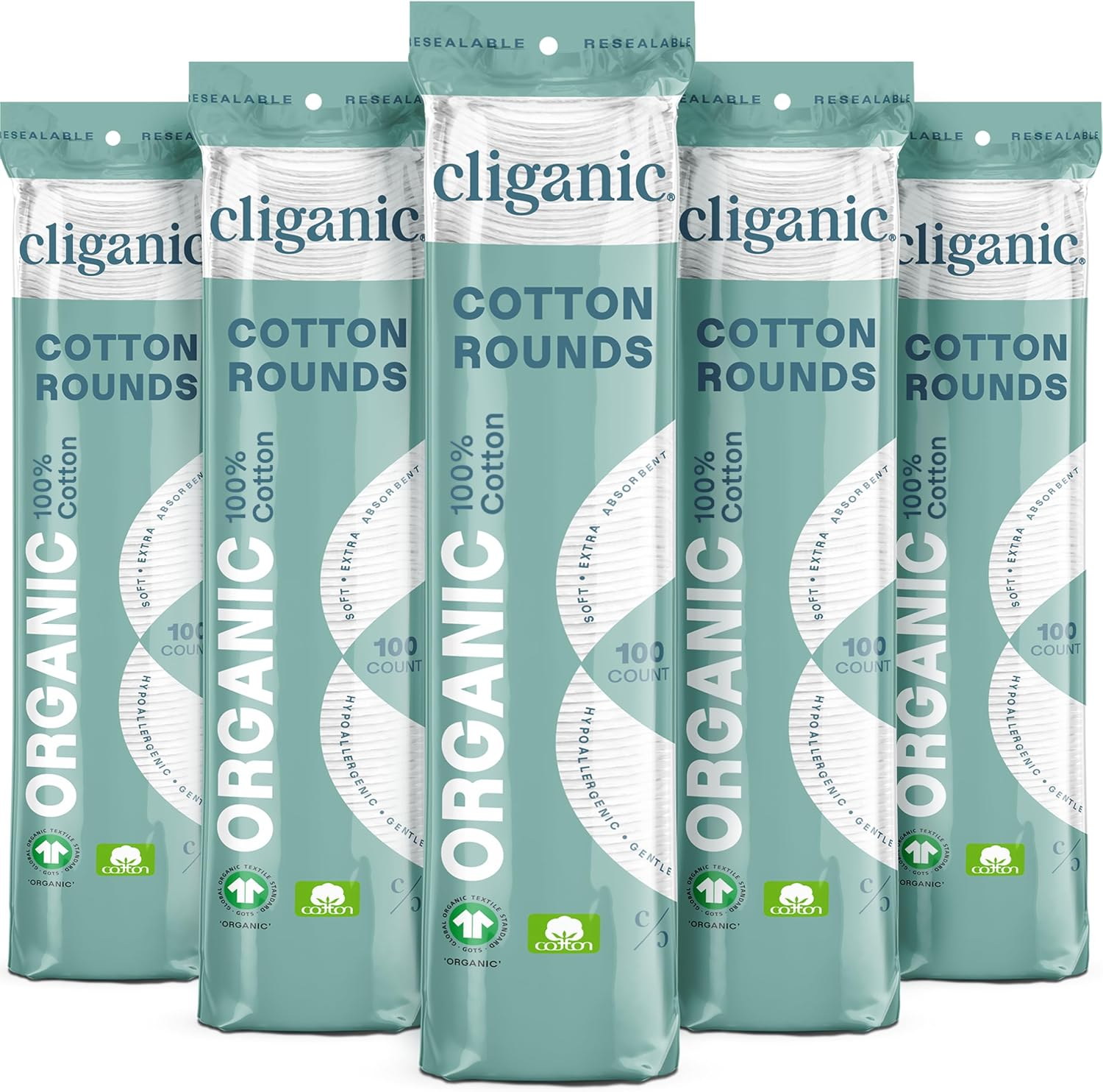 Cliganic Organic Cotton Rounds (300 Count) Makeup Remover Pads, Hypoallergenic, Lint-Free | 100% Pure Cotton (Packaging May Vary) image number 4