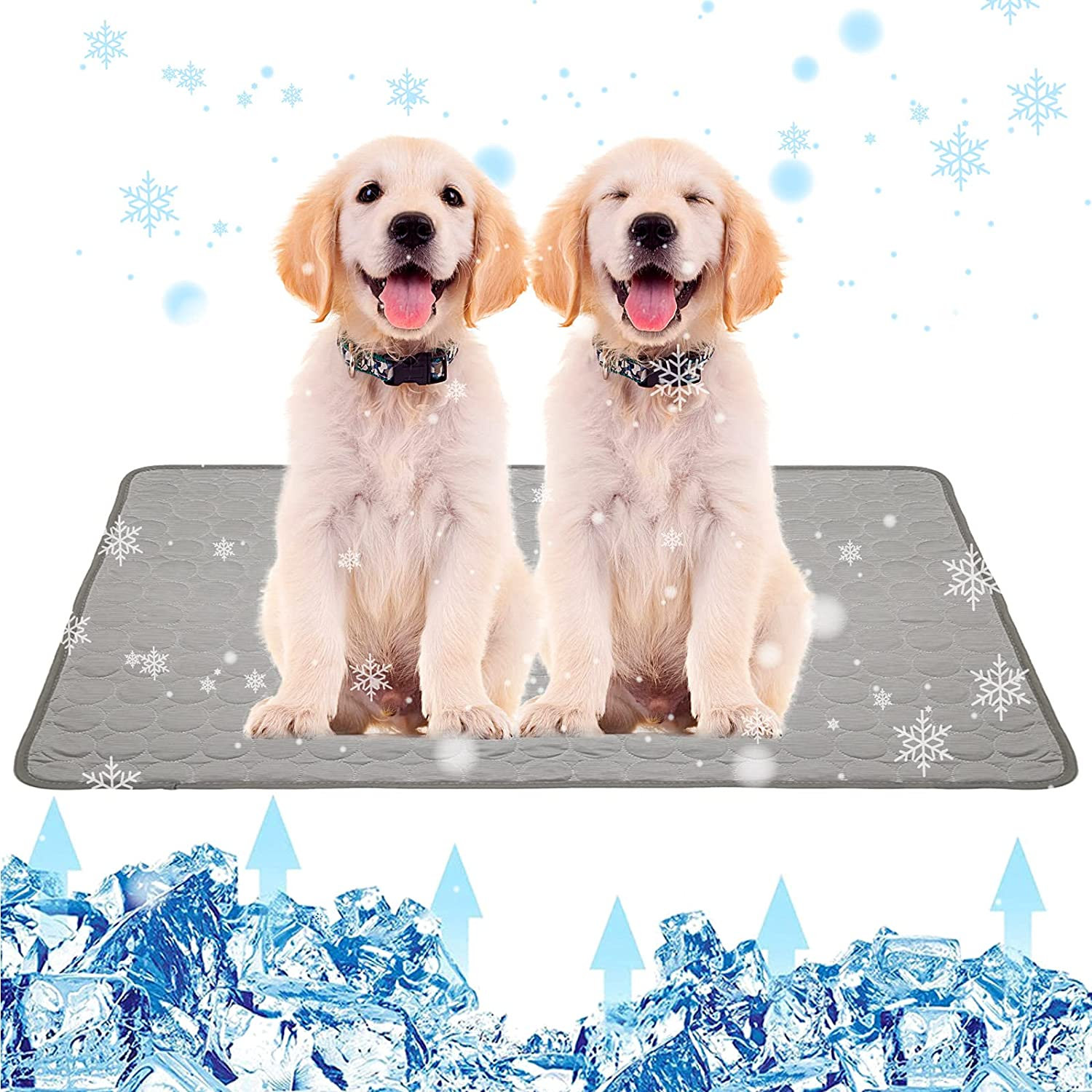 Pet Dog Cooling Bed Mats,Self Cooling Pet Dog Cool Mat Pads for Dogs Cats Indoor and Outdoor (X-Large, Grey)
