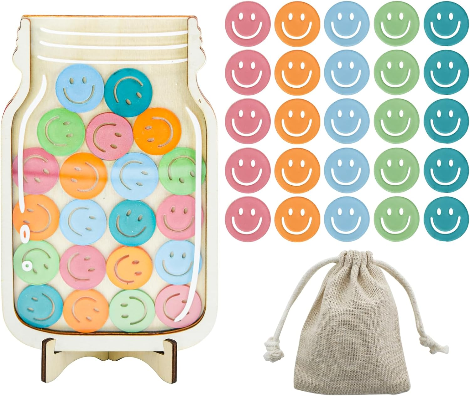 Enkrio Reward Jar for Kids Personalized Smile Incentive Jar for Students Kids Behavior Reward Chart for Classroom Home Back to School Supplies (Smile) image number 1