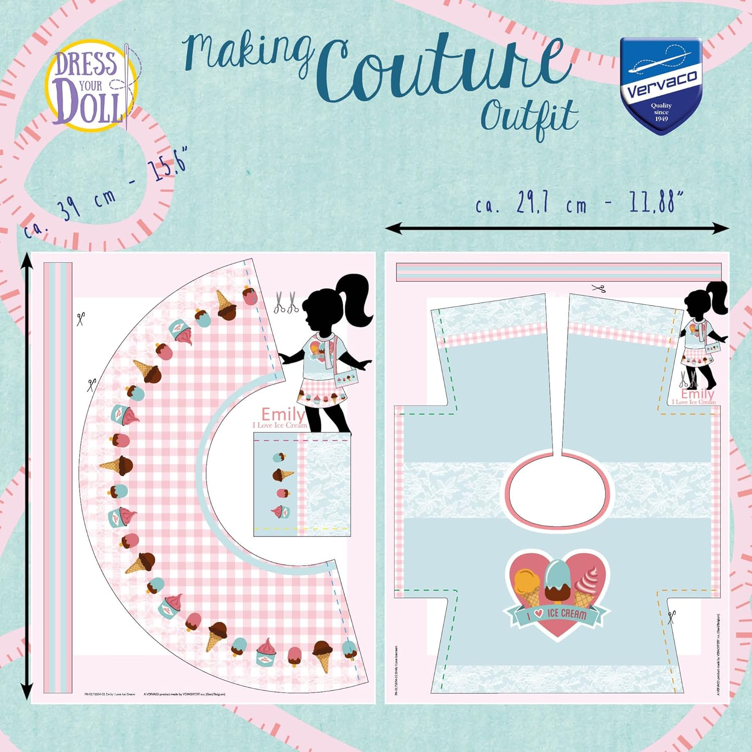 Vervaco Emily I Love Ice Cream Dress Your Doll Making Couture Outfit Set - N\A image number 4