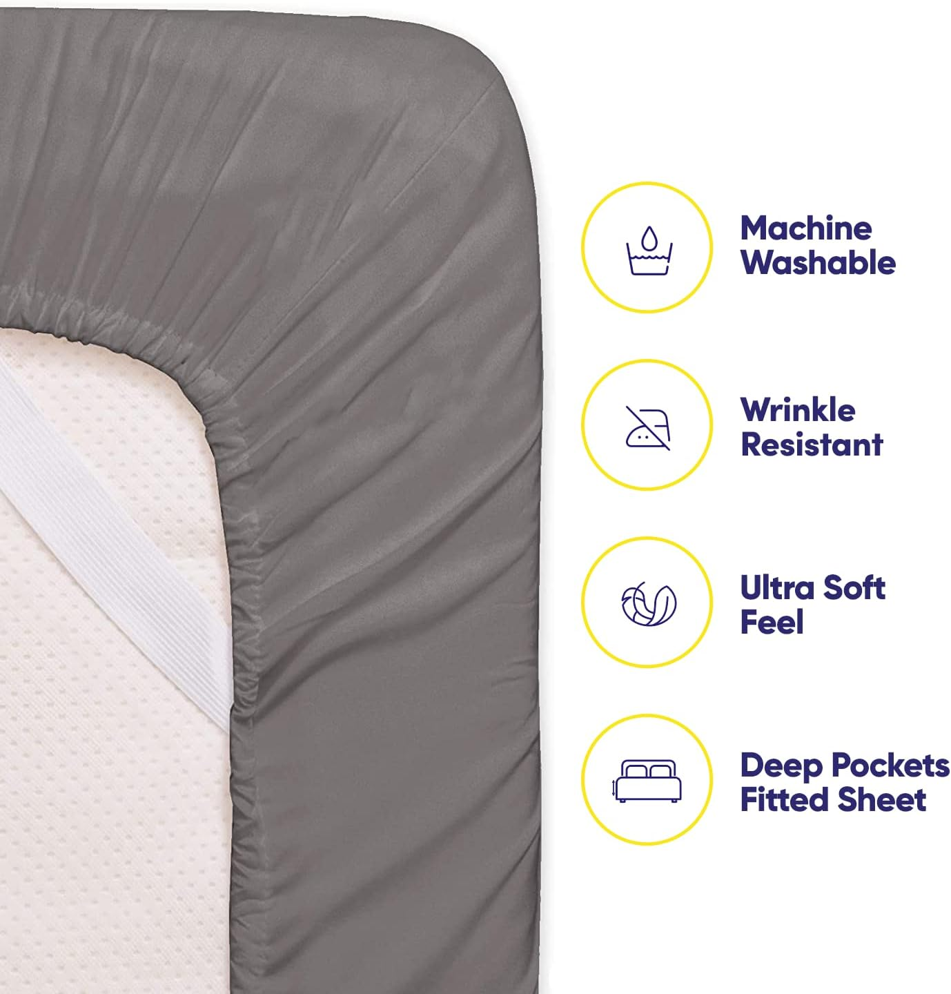 Cal King Size Bed Sheets - 6 Piece 1500 Supreme Collection Fine Brushed Microfiber Deep Pocket California King Sheet Set Bedding - 2 Extra Pillow Cases, Great Value, California King, Gray image number 2