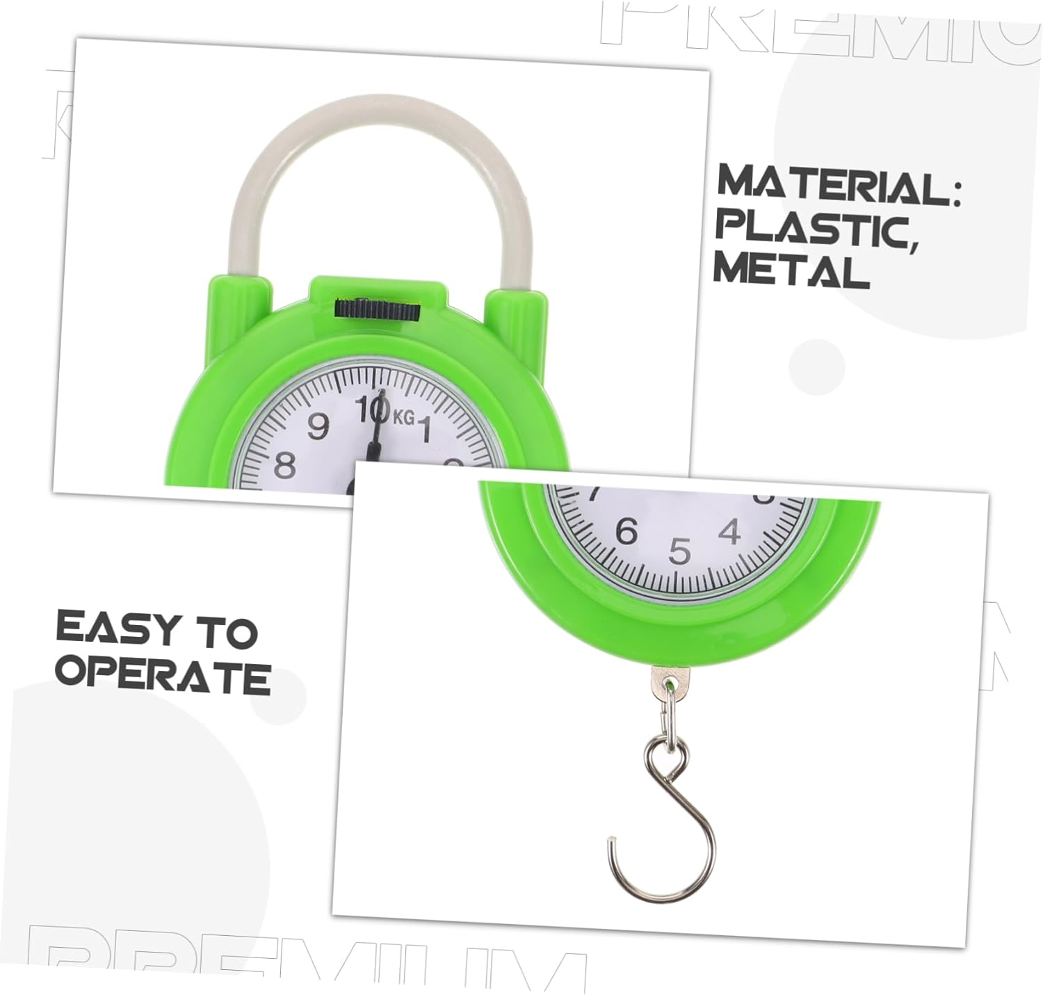 JECOMPRIS Portable Manual Spring Luggage Scale Hook High-Precision Travel Suitcase Weight Scale in Fluorescent Green Small Handheld for Home and Travel Use image number 5