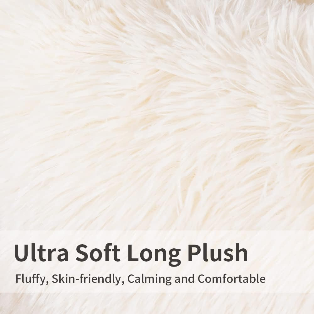 Medium Dog Bed & Cat Sofa - Plush, Washable, Furniture Protector (35X31X5, White)