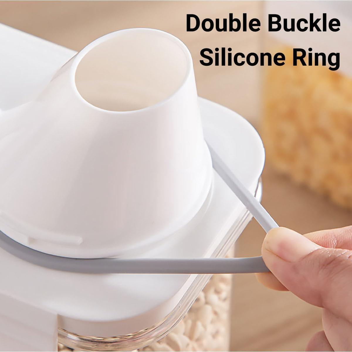 AIMALL 1100ML&ndash;2900ML Rice Storage Container with Lid and Measuring Cup Airtight Moisture-Proof Grain Box for Flour Cereal Dry Food Pet Cat Dog Food Sealed Kitchen Storage Jar image number 4