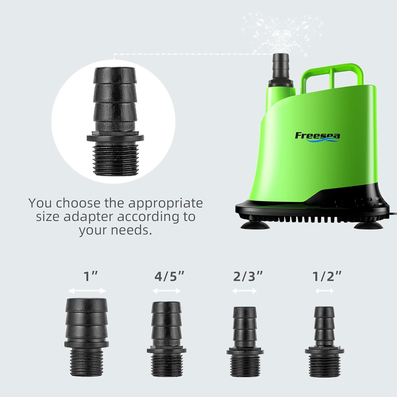 FREESEA Fountain Pump Nozzle Kit: 4 Sizes Water Nozzle Replacement Adapter image number 5