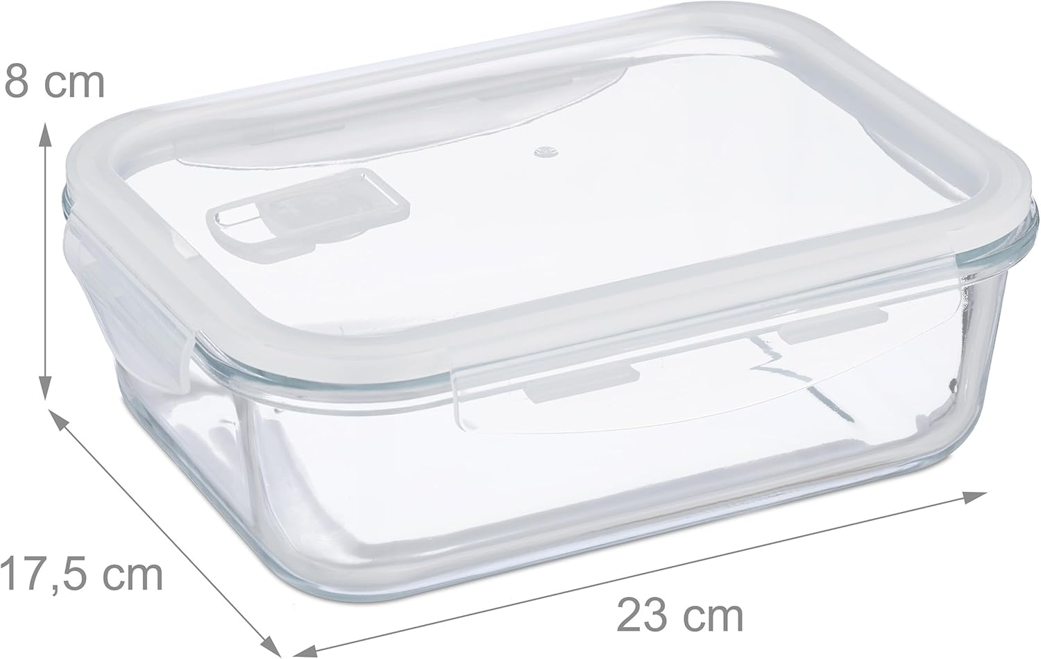 Relaxdays Glass Containers, Set of 2, 1520 Ml, Meal Prep, Food Storage Boxes, Plastic Lid Airtight, Transparent, Silicone image number 4