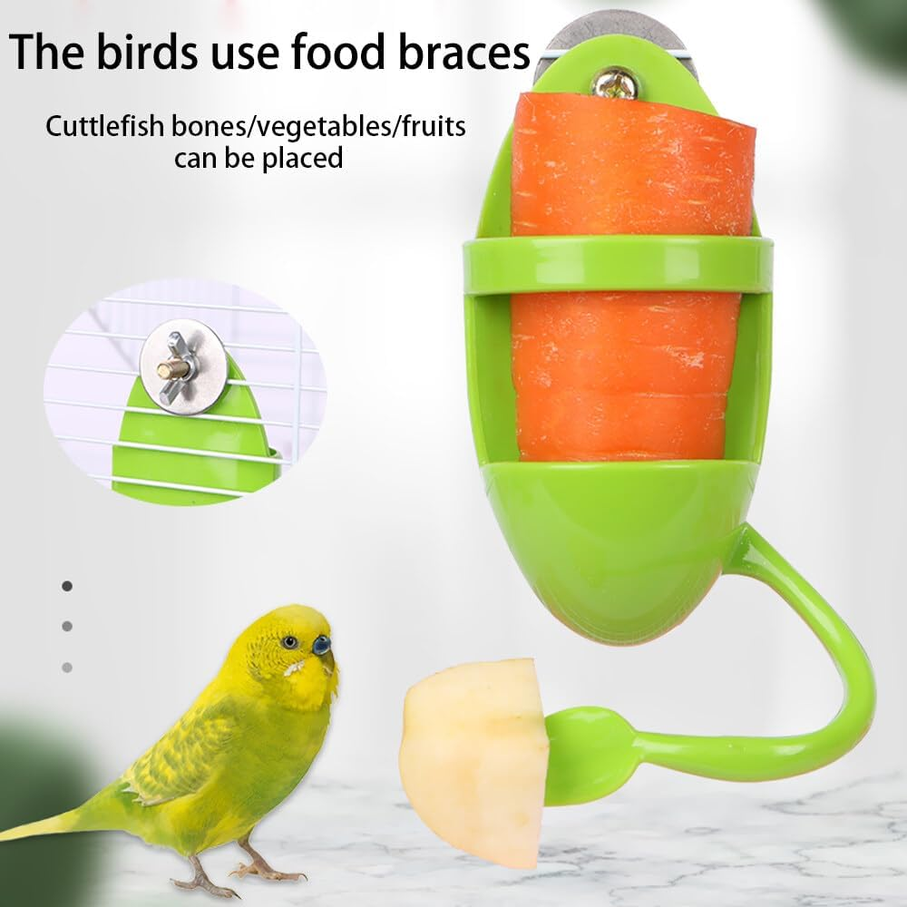 2Pcs Bird Parrot Cuttlebone Holder with Perches Cuddle Bone Feeding Racks, Cuttlefish Bone with Holder, for Pet Bird Supplies Fruit Vegetable Millet Container image number 6