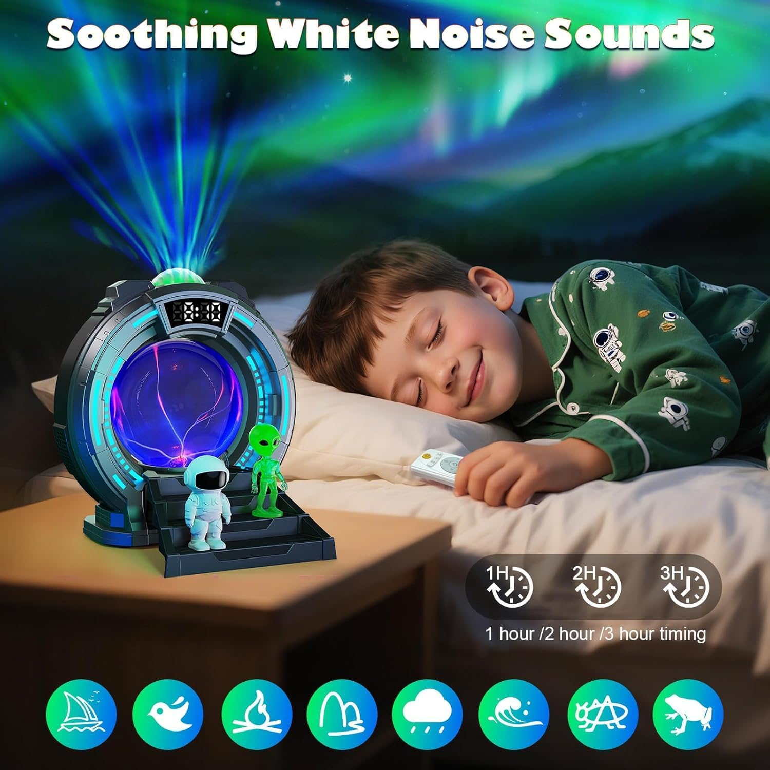 Star Projector Night Light Aurora Projector with Bluetooth Speaker, Remote Control, Alarm Clock, 8 White Noise, Plasma Ball, Alien Astronaut, Projector for Bedroom Decor Christmas Birthday Gifts image number 3