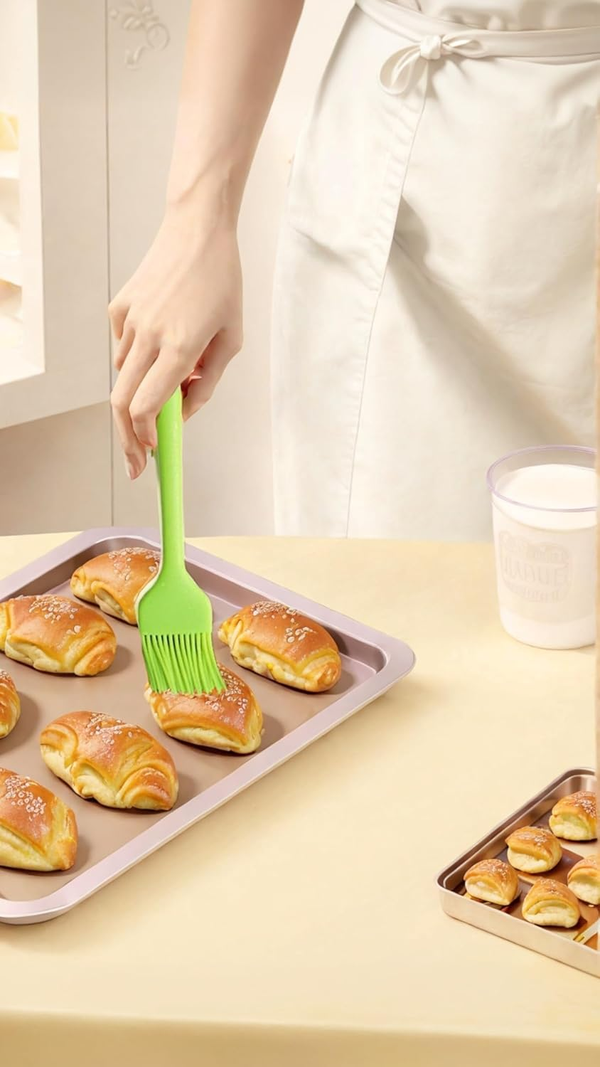 Heat-Resistant Silicone Basting Brushes for Meat, BBQ, Pastries, Oils, Butter, Sauces, Desserts, Turkey, Grill, Roast - Set of 4 Multicolor Non-Stick & Easy Clean Kitchen Tools image number 5