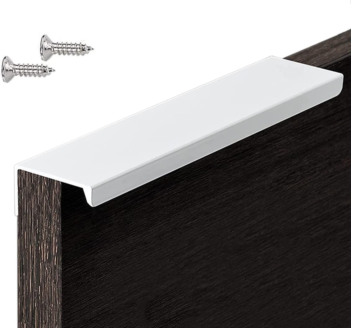 BOOLSFMAM Pack of 6 Concealed Cupboard Handles, Kitchen Handles, Door Handles, Drawer Handles, Furniture, Pure White for Wardrobe, Bedroom, Bathroom