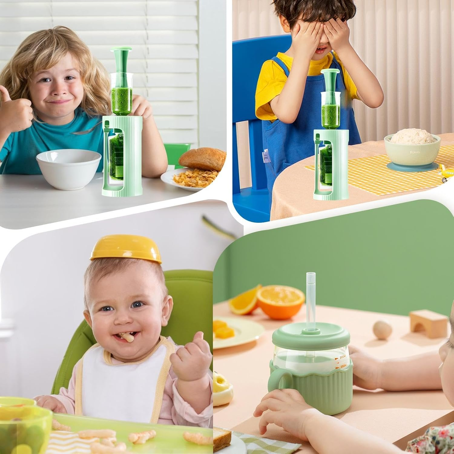 No Squeeze Pouch Holder, Small Portable Puree Squeezer, Reusable Food Pouches Refillable Kit, Portable Small Fruit Squeeze Puree Filler for Homemade Kids Food