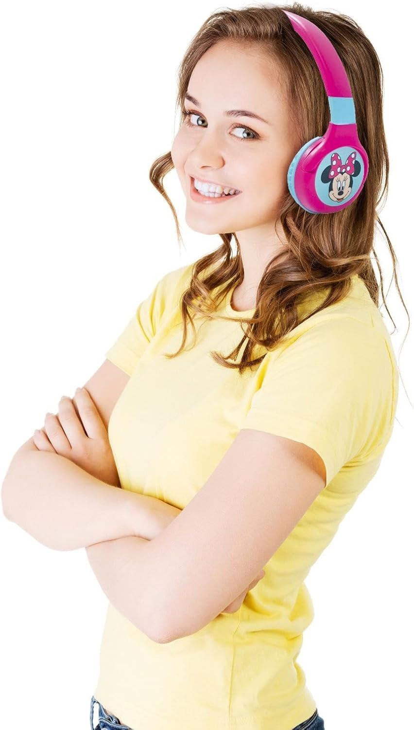 LEXIBOOK Minnie, 2-In-1 Bluetooth Headphones for Kids, Stereo, Wireless, Wired, Kids Safe, Foldable, Adjustable, Pink/Blue, HPBT010MNLXB image number 3