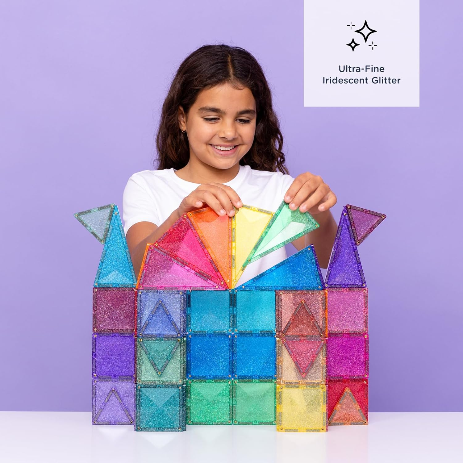 CONNETIX Magnetic Tiles Glitter Castle Pack, 48 Pieces image number 2