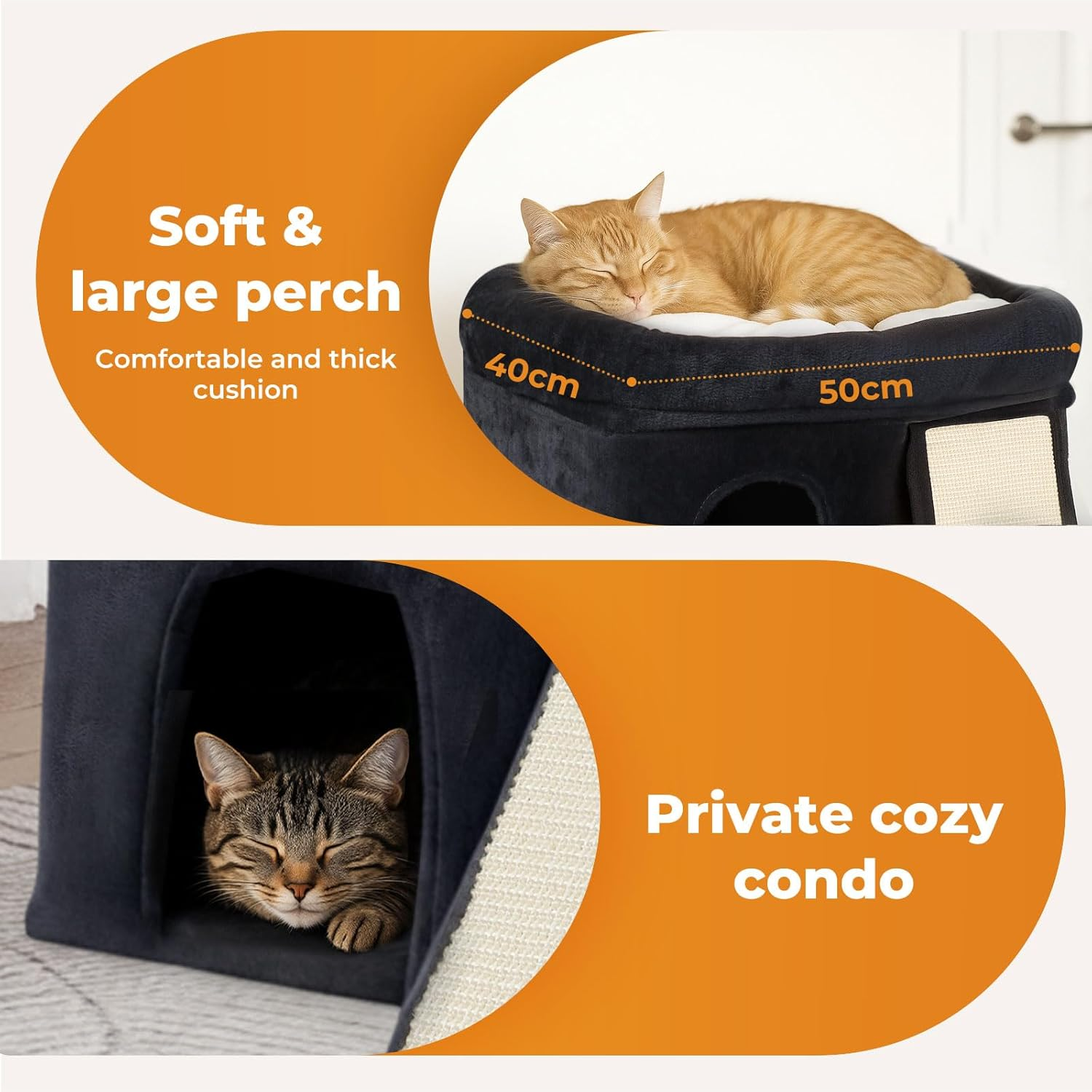 Pawz Cat Tree Tower for Kittens, Climbing Tree with Scratching Post and Plush Perch, Cat Play Towers for Indoor Cats, Washable Cushion, Activity Centre with Toy Ball, Cat Cando, Grey