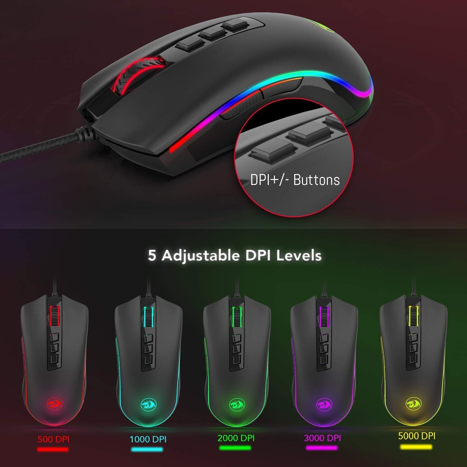 Redragon Gaming Mouse with 16.8 Million RGB Color Backlit (M711)