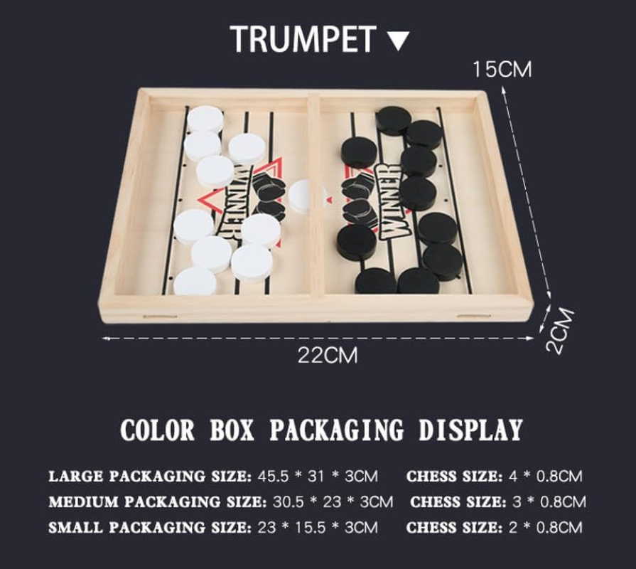 Large Fast Sling Puck Game - Test Your Speed and Accuracy with This Fast Action Super Winner Wooden Air Hockey Board Game - Guaranteed Fun for Family Game Night or Party with Friends image number 1