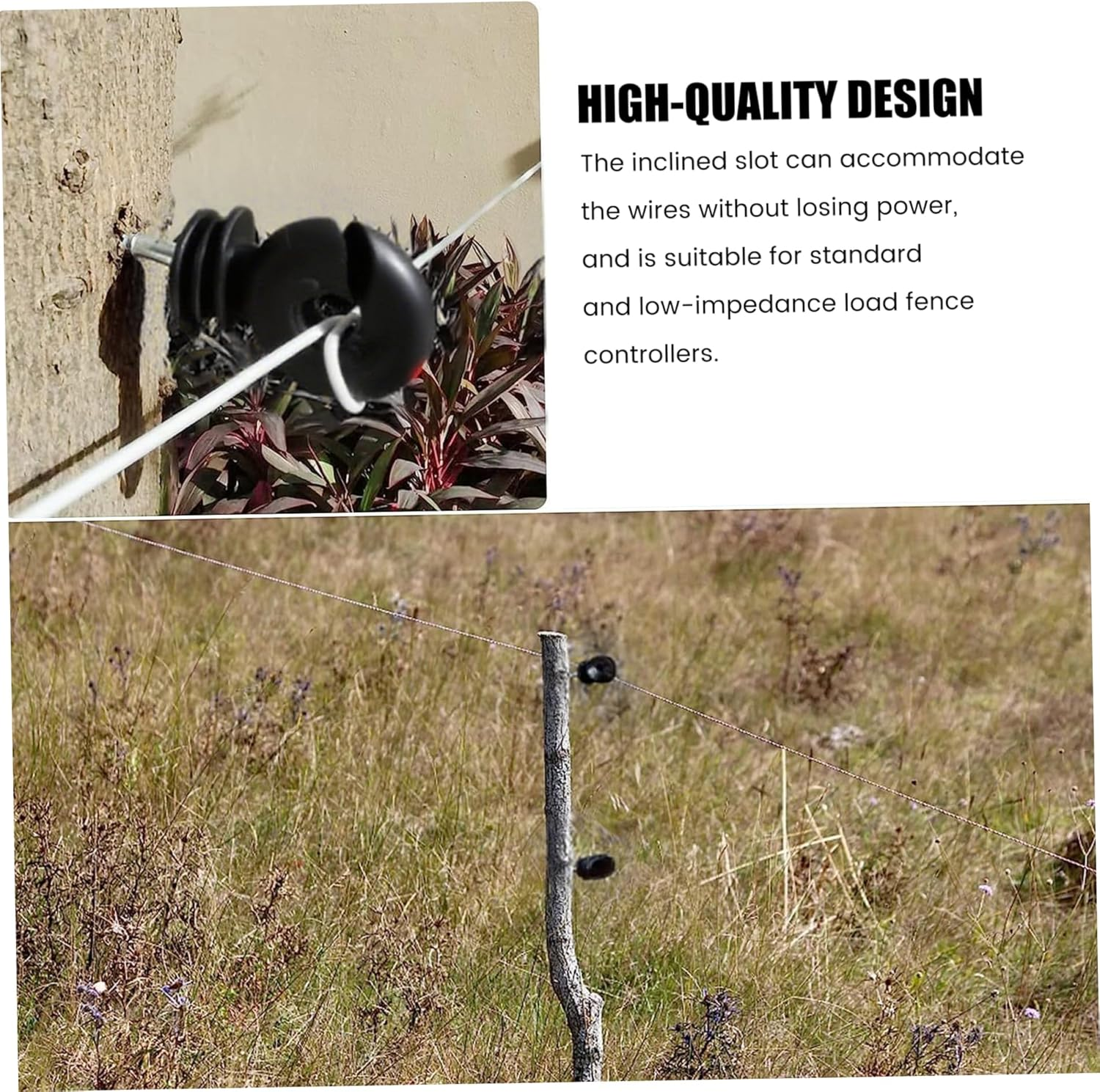 Electric Fence Insulators for Wooden Post 25Pcs Self-Tapping Electric Fence Posts for Polywire/Polytape/Rope/Wire Posts Post