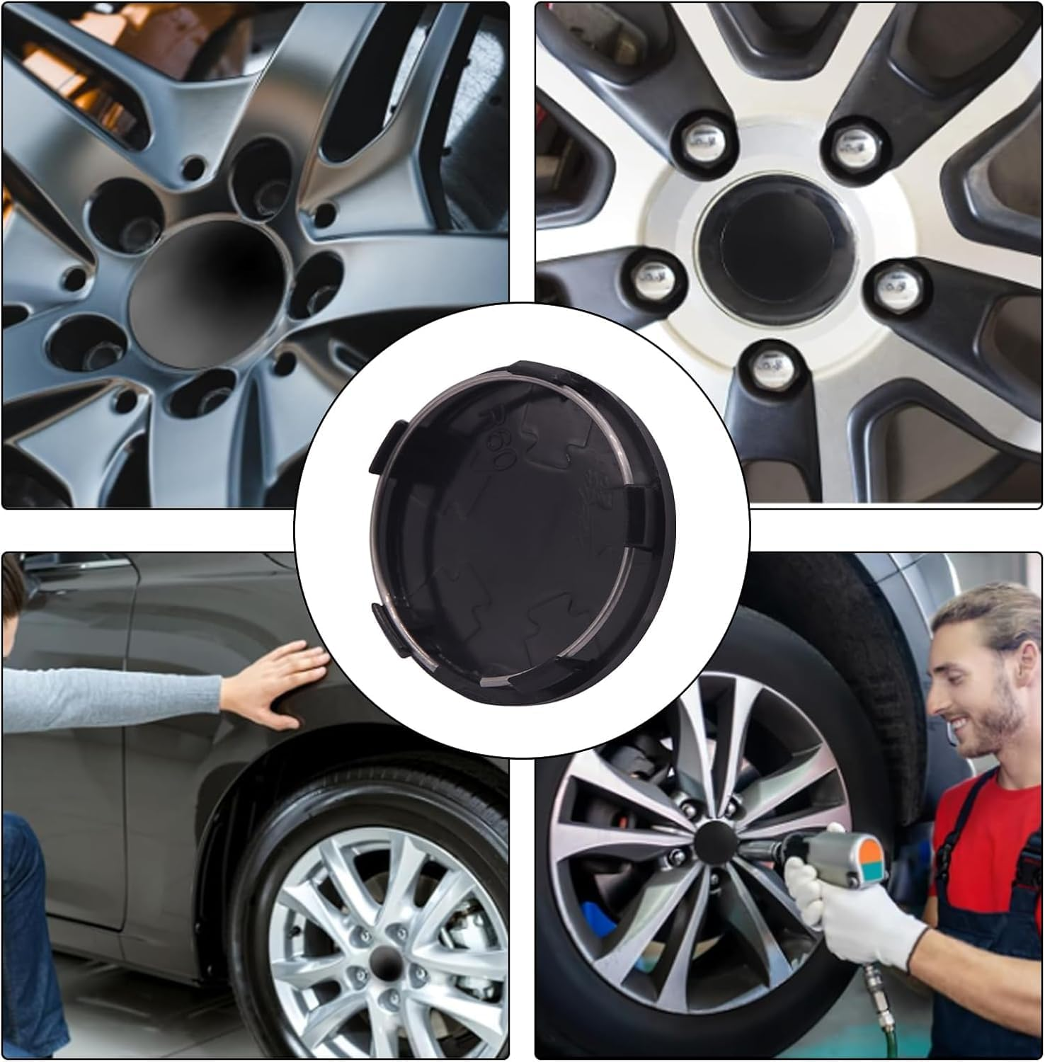 Car Wheel Hub Centre Caps, 4Pcs Universal Snap-In Rim Covers, Durable Snap-In Vehicle Rim Hub Caps, Car Wheel Centre Hub Caps Covers image number 4