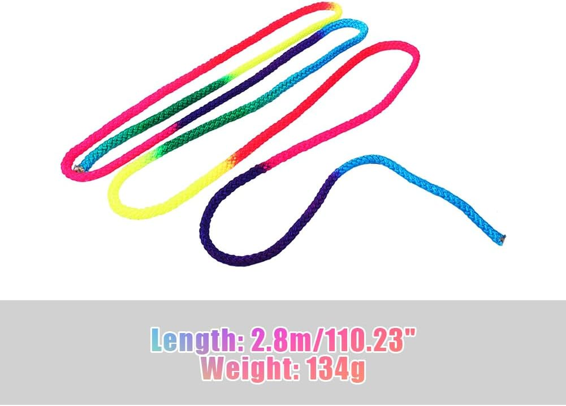 Lwuey Gymnastics Arts Rope, 2.8M/110In Rainbow Color Rhythmic Gymnastic Rope Solid Nylon Training Ropes Sport Equipment for Artistic Roping Exercise Professional Competitions Home Fitness Kids Playing