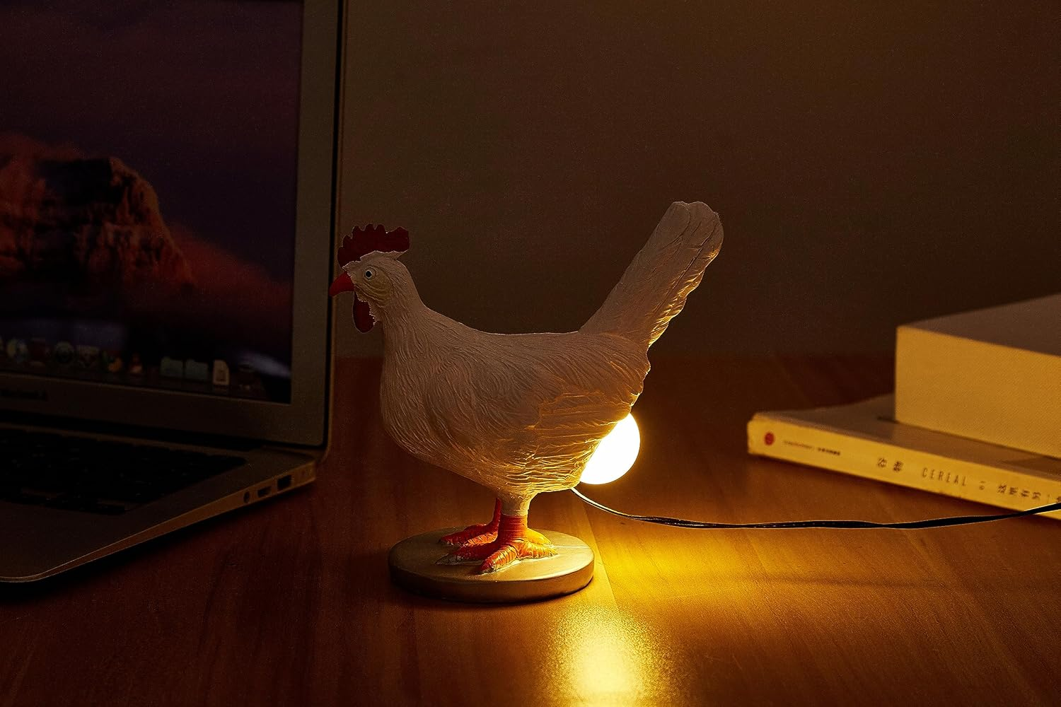 Boolai Chicken Egg Lamp,3D Chicken Table Lamp,Lifelike LED Egg Lamp,Resin Chicken Egg Night Light with USB (Chicken Egg Lamp) image number 3
