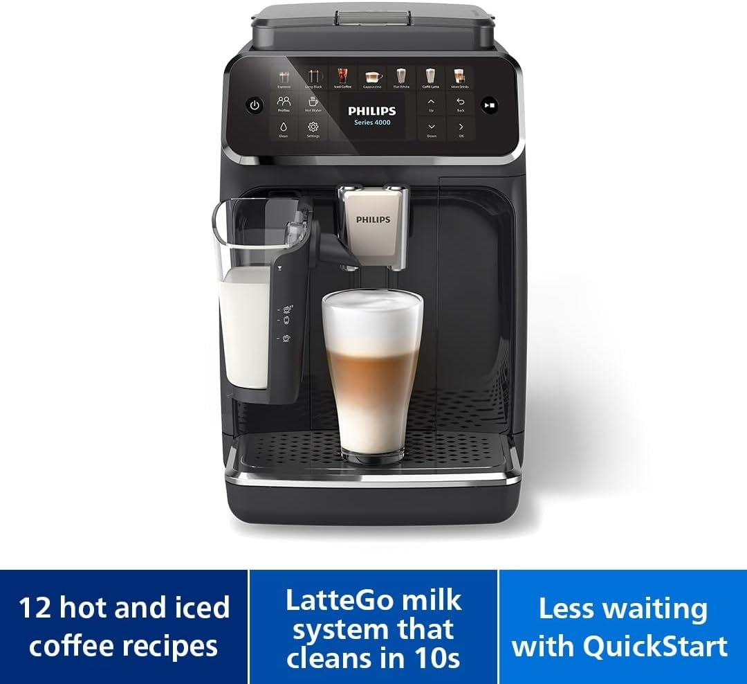 Philips 4400 Series Fully Automatic Espresso Machine &ndash; 12 Hot & Iced Coffees, Quick-To-Clean Lattego Milk System, Silentbrew, Quickstart, Ceramic Grinder, New 2025 Model, Black (EP4441/20) image number 4