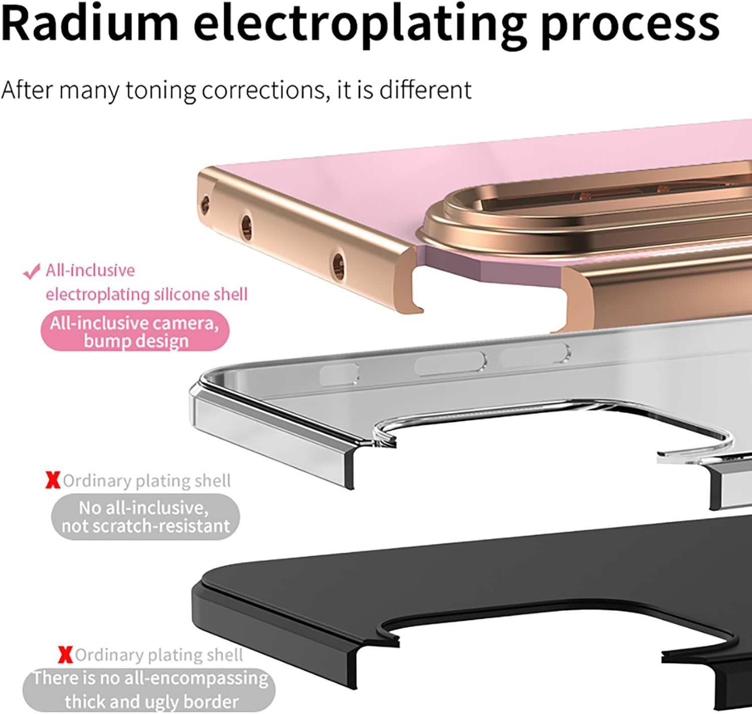 ILING Case for Samsung Galaxy Z Fold 7 with 360 Degree Ring Stand, Luxurious Galvanised Gold Trim, Soft TPU Silicone, Shockproof Protective Case, Ultra Thin Women'S Mobile Phone Case (Black) - Black image number 5