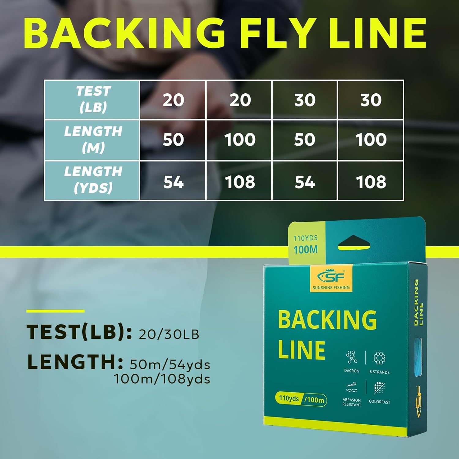 SF Geflochtene Fliegenfischschnur, Forellenschnur, 9 Kg, 13,6 Kg, 50 M, 100 M (Orange, Gr&uuml;n, Blau, Wei&szlig;, Neongelb, Lila, Schwarz Und Gelb) image number 5