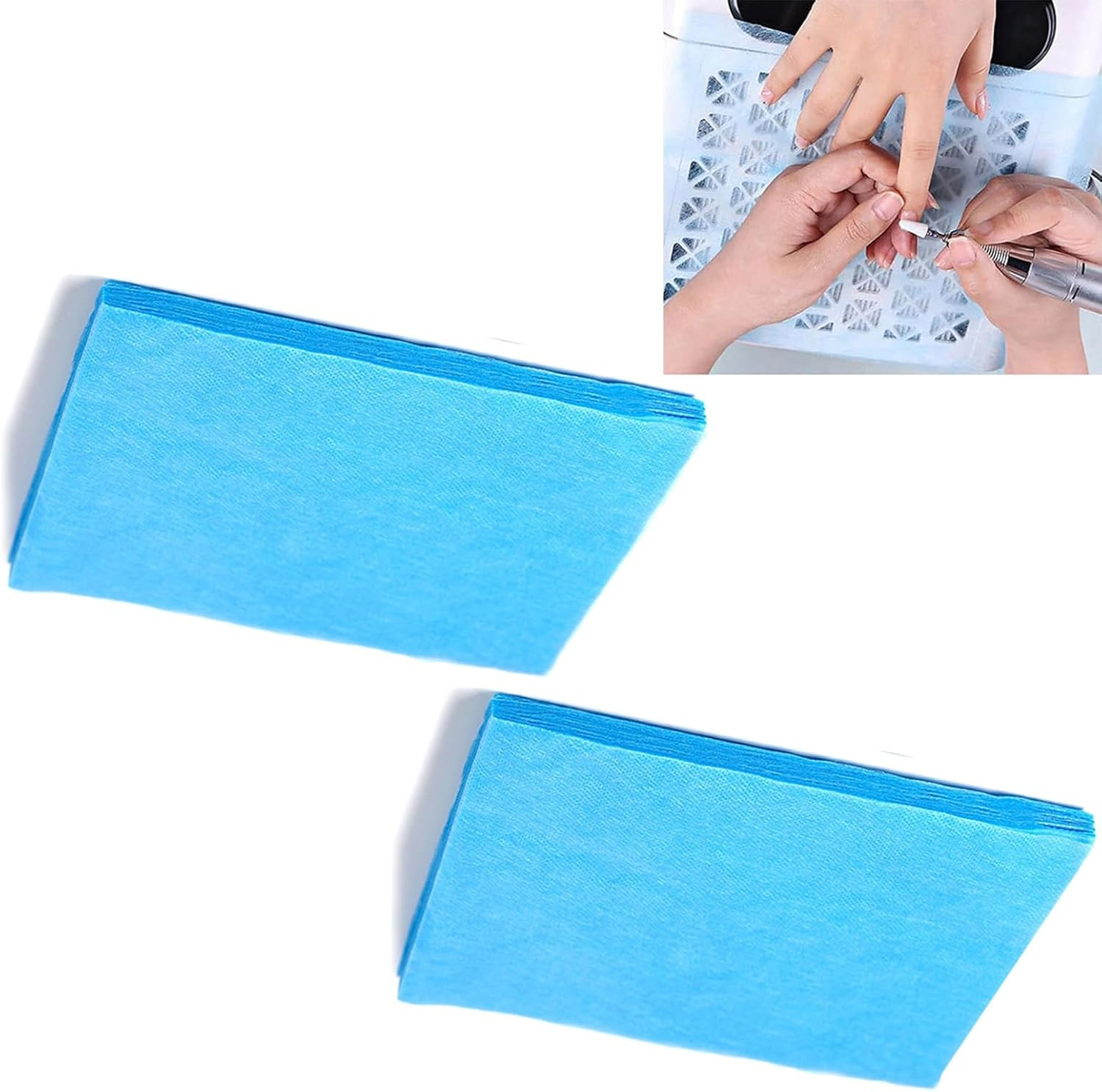 200Pcs Nail Dust Collector Filters - Breathable Non-Woven Paper for Multifunctional Nail Vacuum Accessories - Self-Resizing and Blue