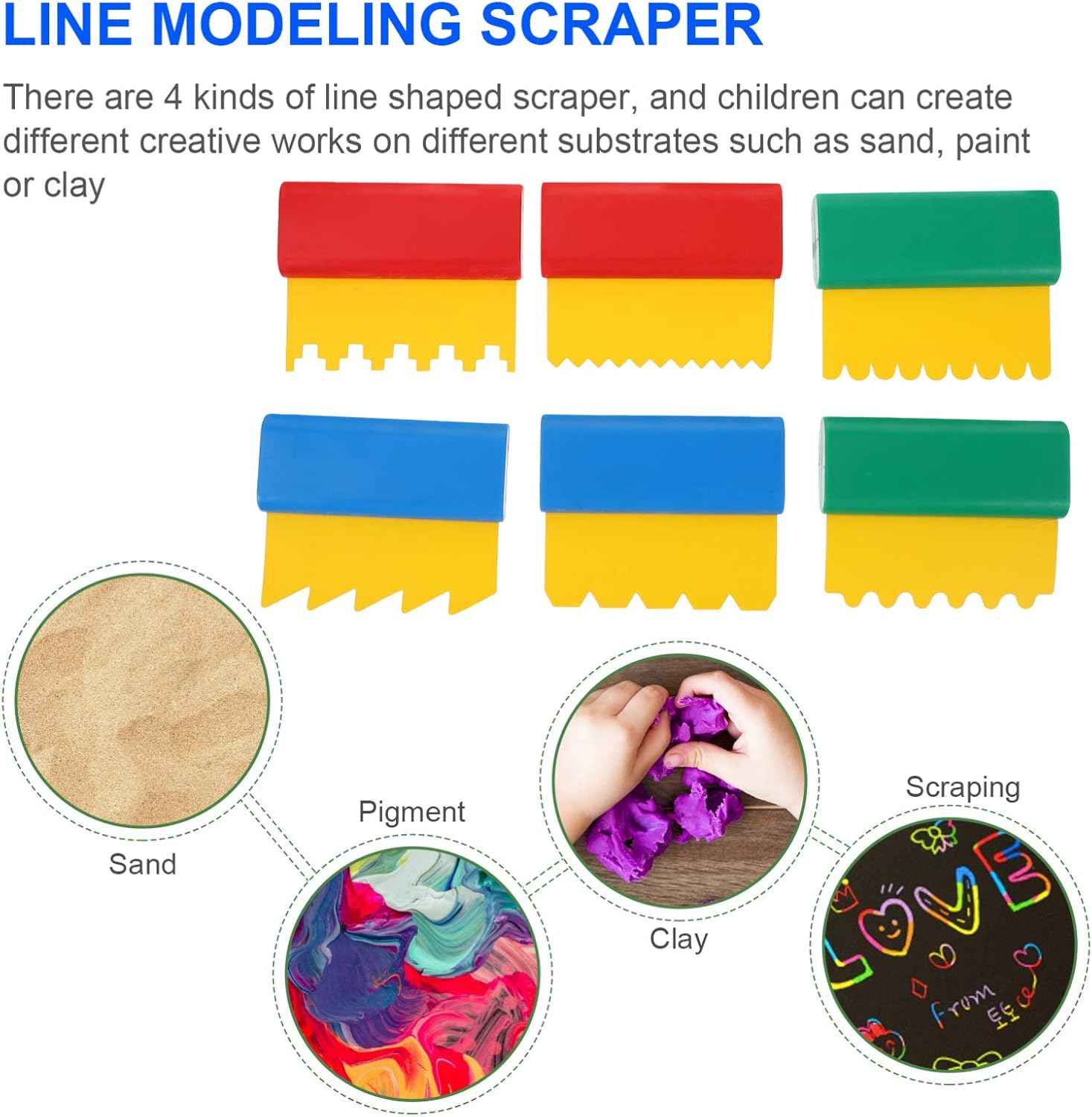 6Pcs Boys and Girls Painting Tools Diy Line Graffiti Scrapers Creative Art Drawing Painting for Boy Girl School Supplies Childrens Paint Brushes