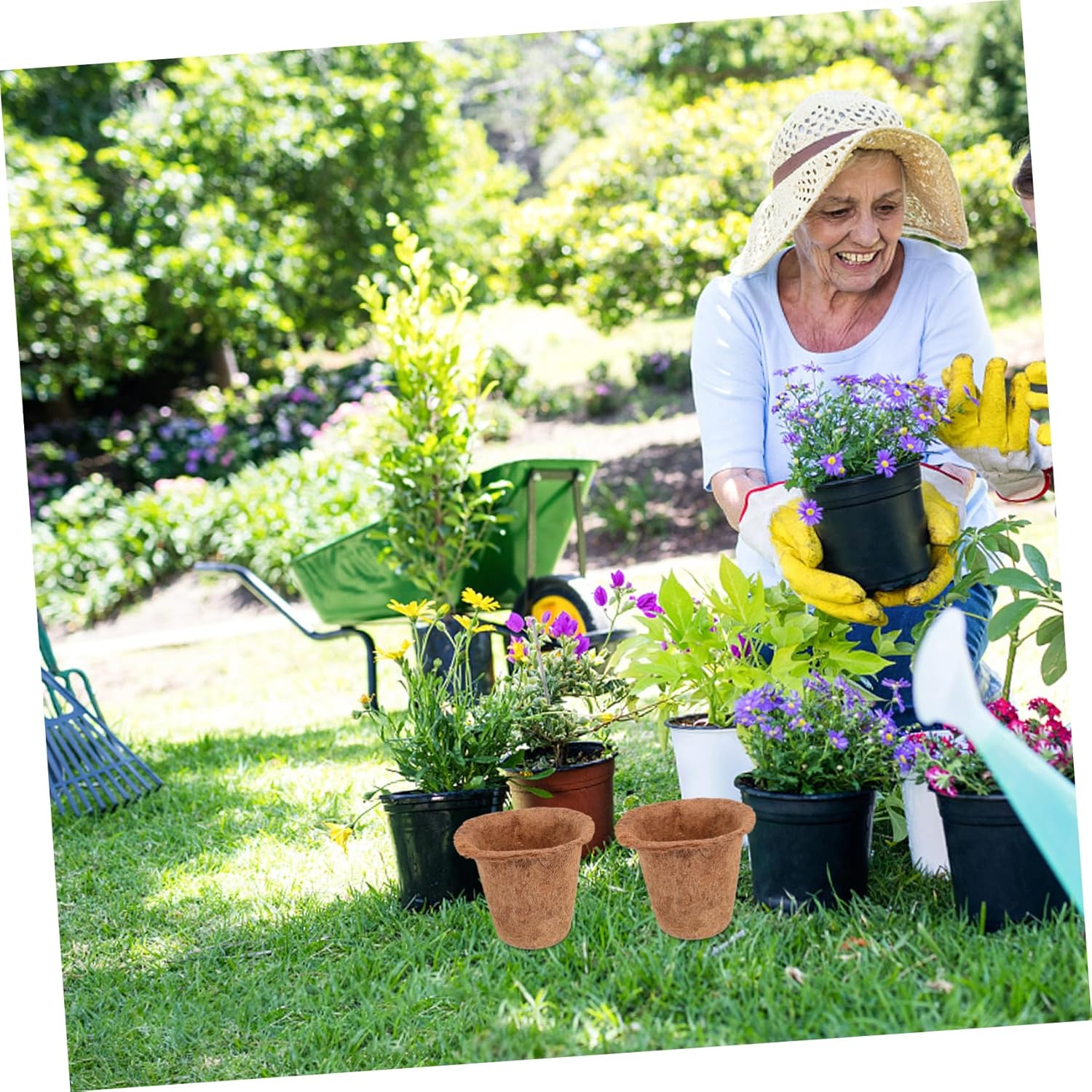 SUPVOX 4Pcs Coconut Fiber Seedling Pots Nursery Pots for Plants Plant Supplies Gardening Supplies image number 2