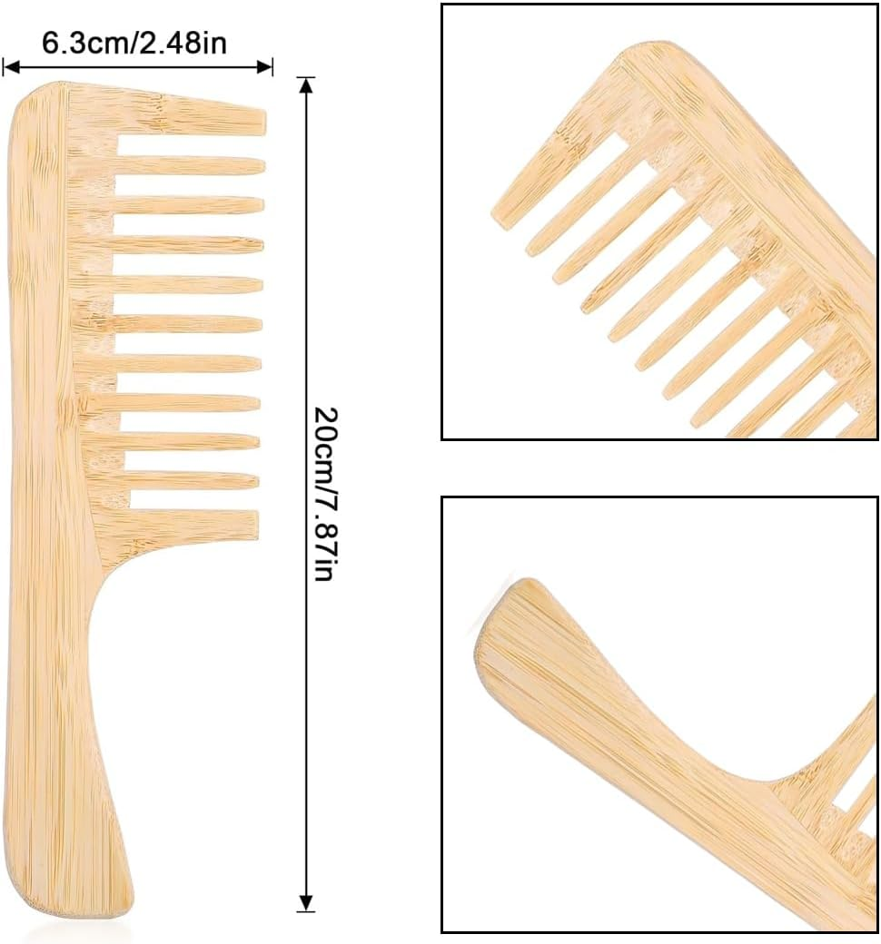 MUNZE Bamboo Comb Coarse Wide Comb, Antistatic Detangling Comb with Wide Teeth and Ergonomic Handle for Curly Hair, Unisex, Anti-Frizz, Coarse Comb [Large], Styling Comb image number 2