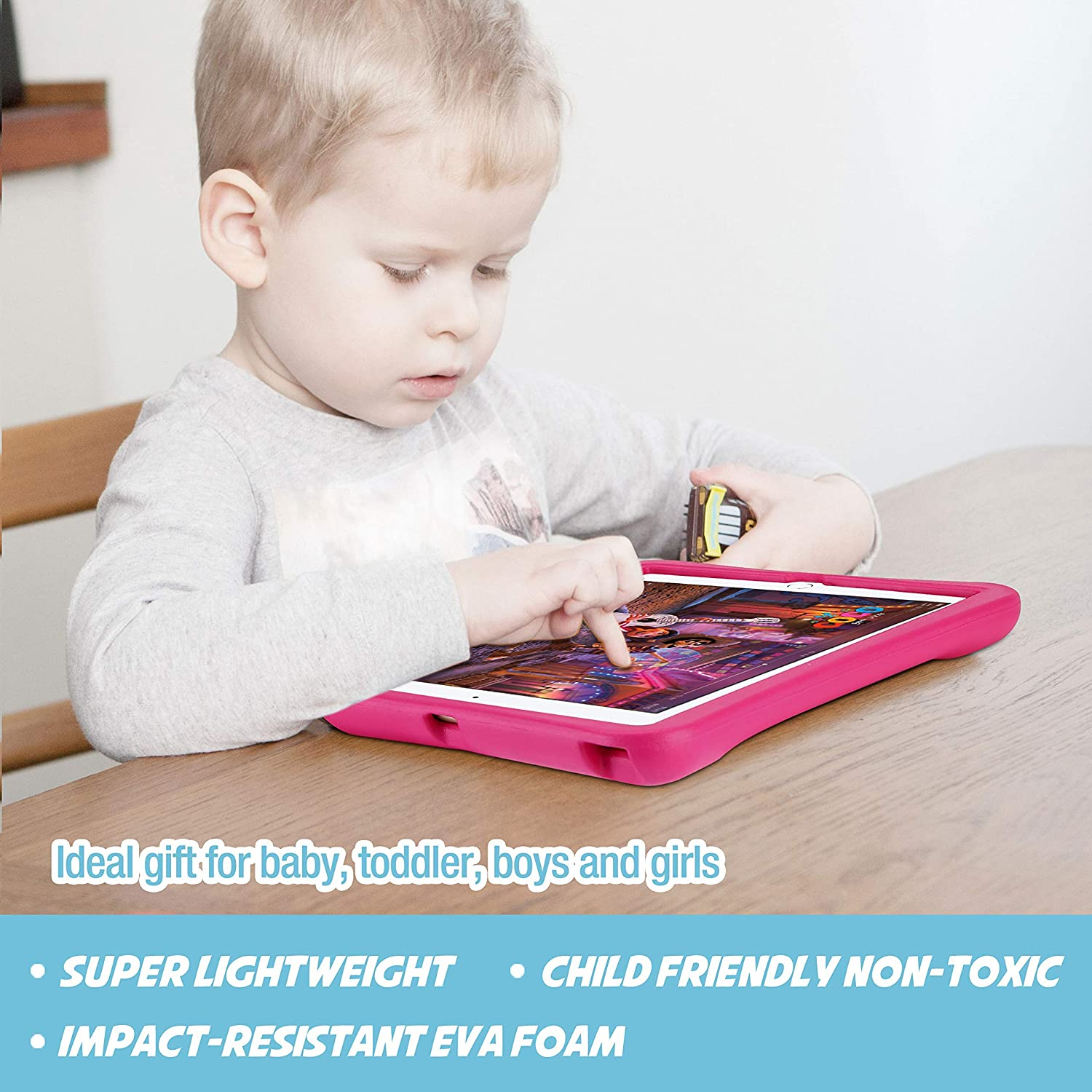 Procase Kids Case for Ipad 10.2 9Th Gen 2021/ 10.2 8Th Gen 2020 / 7Th Gen 2019 /Ipad Air 10.5 3Rd Gen/Ipad Pro 10.5, Durable Shockproof Light Weight Protective Cover with Rotatable Kickstand and Grip -Magenta image number 6