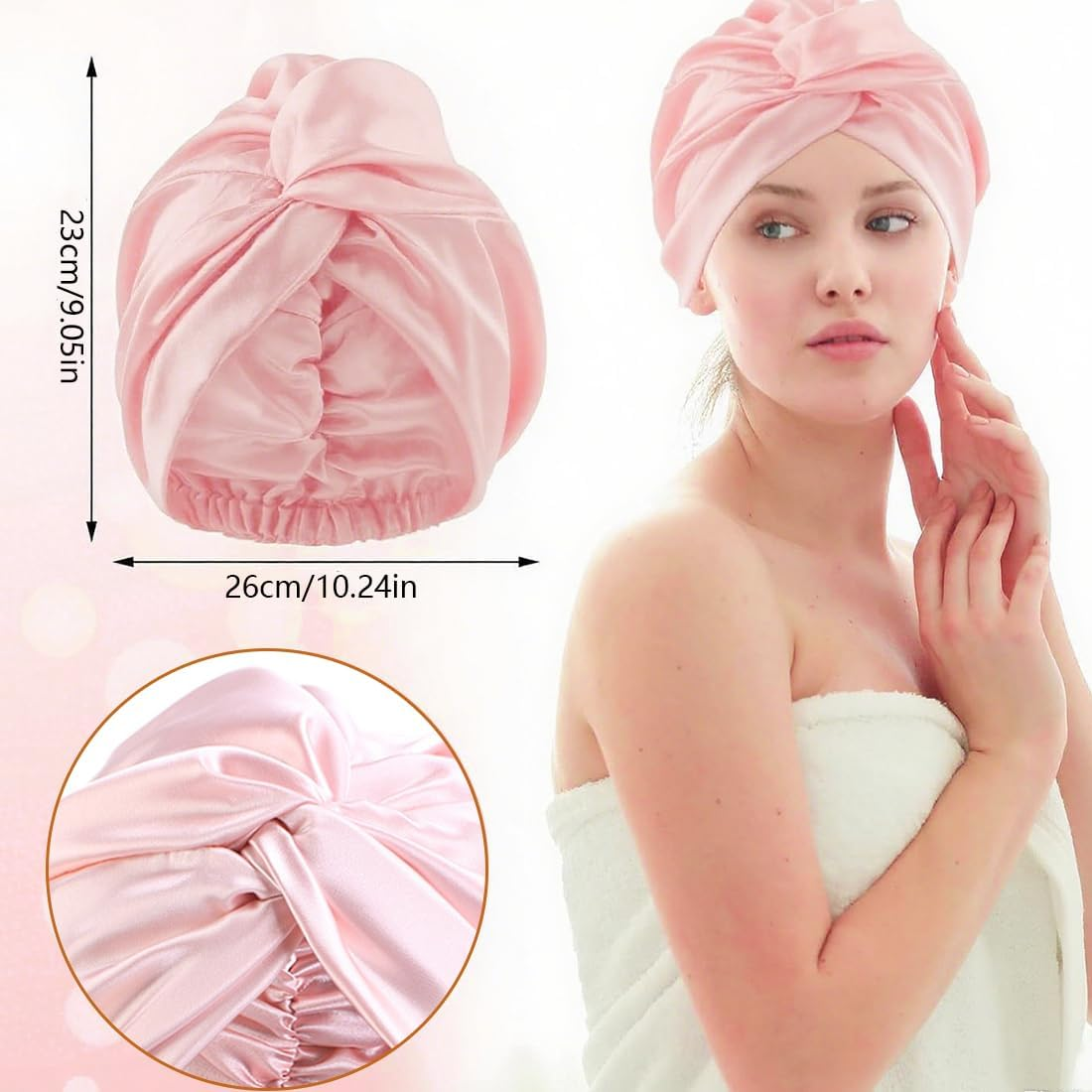 OIXEYA Silk Bonnet Sleep Cap for Sleeping for Healthy Hair Overnight, Maintains Curl Shape, Prevents Frizz & Hair Breakage, for Women with All Hair Types (Pink) image number 5