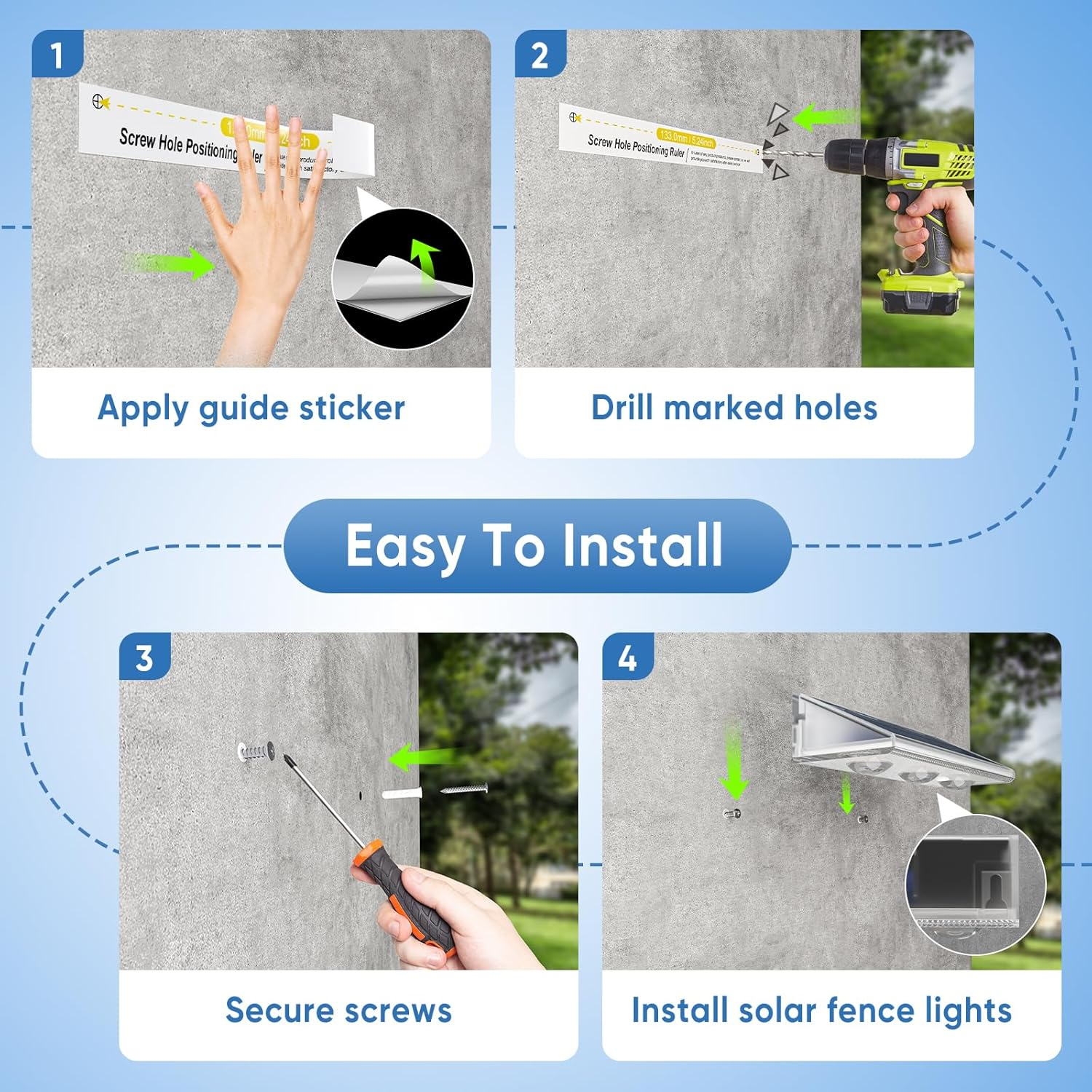 Yilaie Solar Wall Light Outdoor Solar Lights for Outdoor Use IP67 Waterproof 3 Colours Bright Solar Fence Lights for Outdoor Use for Garden Balcony Patio Stairs Pack of 2 image number 2