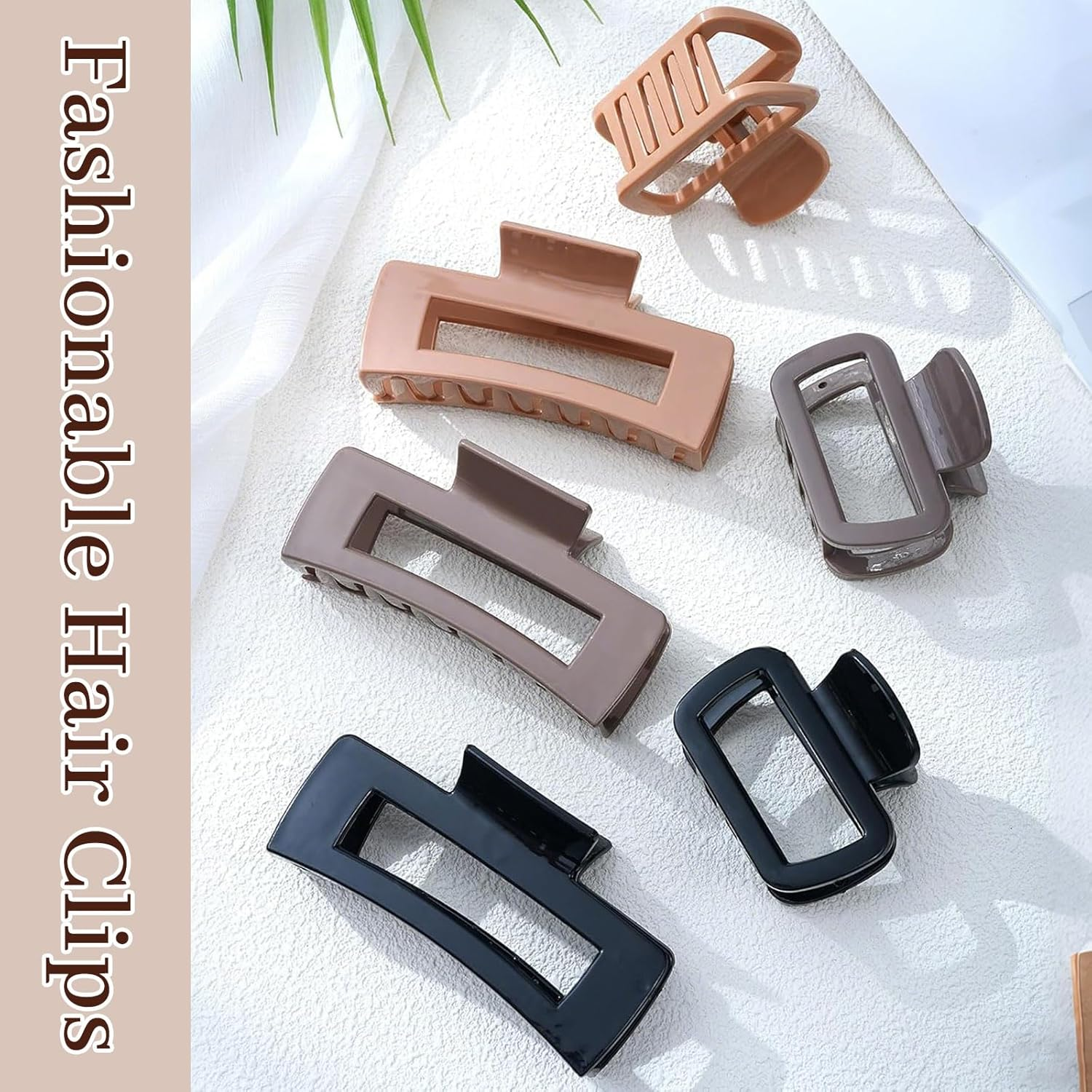 Muorruo 6-Pack Silicone Hair Clips in 2 Designs, Flexible and Soft Hair Clips for Women | Rectangular, Small and Large, Comfortable Hair Clips (Dark Khaki, Coffee, Black) image number 6